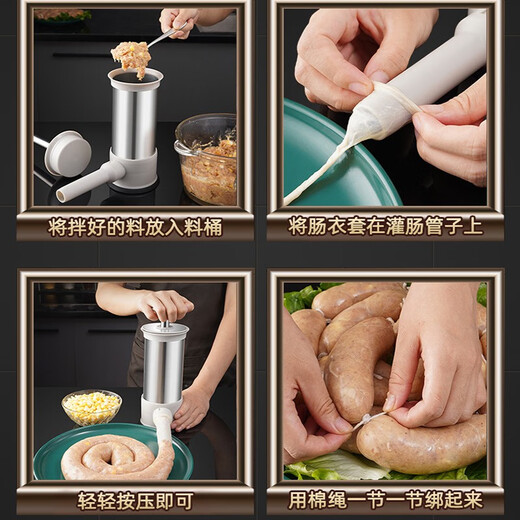 Midelei Sausage Enema with Sausage Casing Manual Sausage Filler Sausage Filling Machine Manual Press Sausage Filling Tool 304 Stainless Steel Large Capacity Upgrade