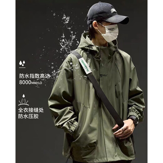 Woodpecker Jacket Men's Autumn and Winter 2026 New Trendy Men's Workwear Handsome Jacket Outdoor Windproof and Waterproof Top Black Regular Style L Recommended 125-145Jin Jin equals 0.5 kg