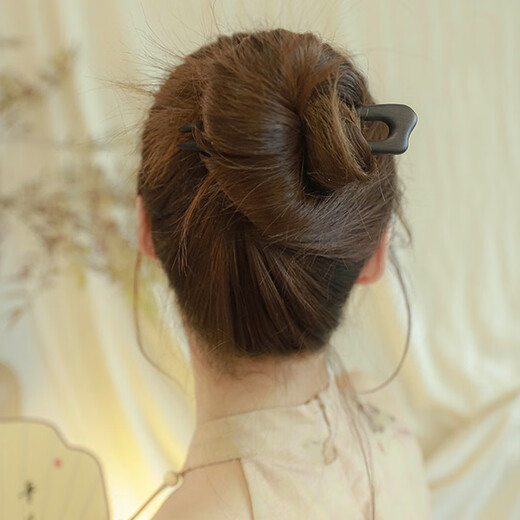 Bai Shilin simple ebony U-shaped hairpin for women new Chinese style high-end hairpin ancient style Hanfu headdress hairpin black