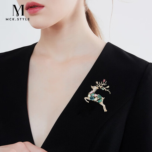 Mck shining colorful zirconium deer brooch high-end women's suit coat corsage pin accessories Chinese Valentine's Day gift