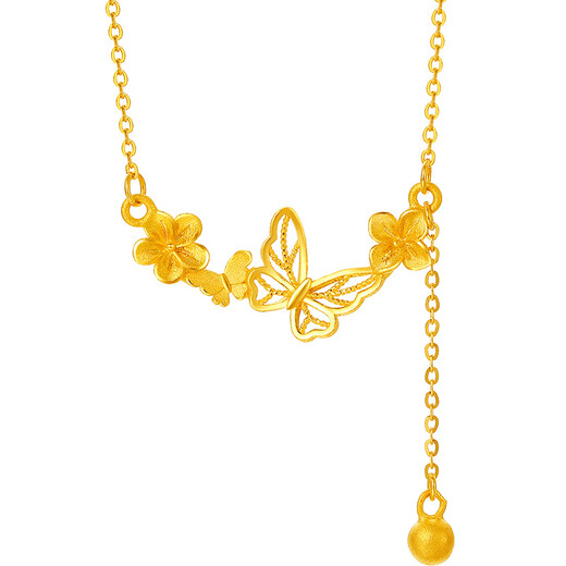 Saturday Bliss Butterfly Dream Pure Gold 999 Gold Necklace Pendant for Women Price A0613053 Approximately 3.82g 40+5cm Gift