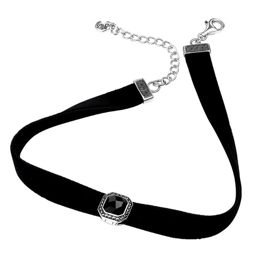 MGS physical same style Mangu silver snowflake choker women's necklace fashionable silver leather rope pendant necklace black agate pendant necklace