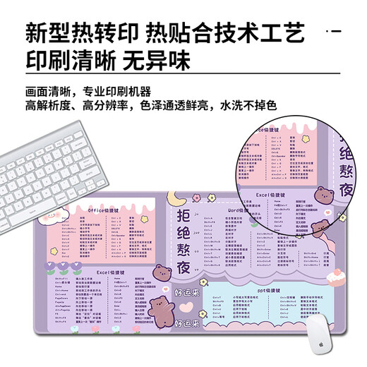 
Three-color cat mouse pad super large shortcut key collection Learning desk pad Customized home cute girls computer keyboard pad PS game e-sports cartoon cartoon cartoon thickened lock edge mat 9901 Refusing to stay up late 80 cm x 30 cm x 3 mm