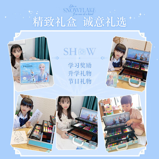 Disney (Disney) Paint Brush Set 160 Pieces Children's Painting Set Girls Birthday Gift Kindergarten Primary School Student Painting Gift Box Watercolor Pen Brush Frozen DM29445F