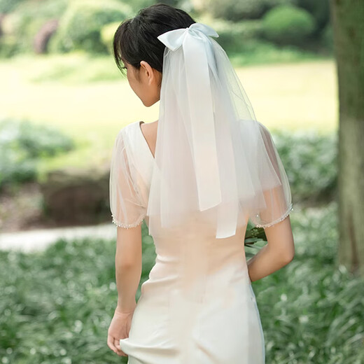 BBS Bridal Veil, Proposal, Proposal, Fluffy Tiara, Necessary Photography Props for Photo Registration, Bow Veil 45cm