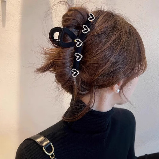 Two Worlds of Love, high-end, oversized grabber clip, headwear hairpin, love rhinestone hair accessory on the back of the head, 2025 new summer women's love grabber clip