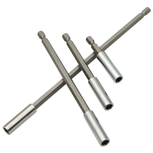 Bit extension rod 6.35mm hexagonal handle self-locking air batch extension rod with strong magnetic hand drill 1/4 bit connecting rod red self-locking model (total length 200mm) single