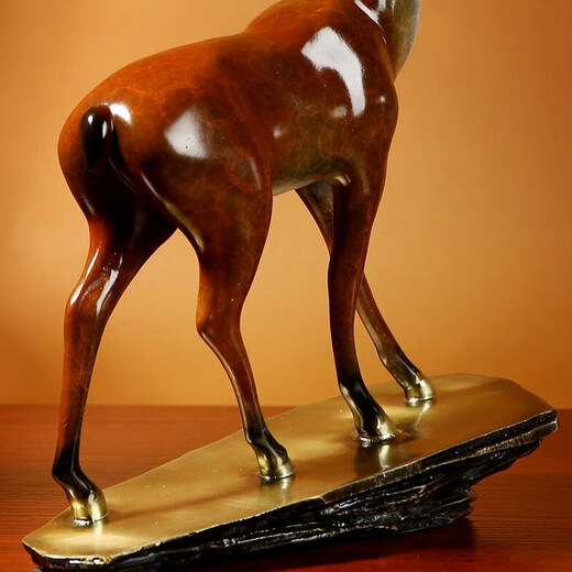 Copper Zhixiang Copper Ornaments <Yilu Gaosheng> Fushou Youlu Living Room Desk Chinese Art Creative Home Decoration Gift Brown Small Size 20cm Length 7cm Width 32cm Height