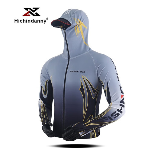 HICHIN DANNY fishing clothing men's sun protection clothing suit ice silk quick-drying top spring and summer sea fishing clothing Luya sun protection fishing clothing new white top S suitable for 100Jin Jin equal to 0.5 kg or less