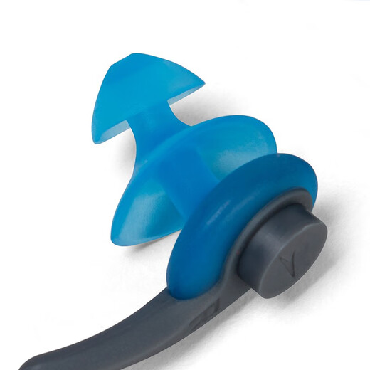 Speedo's new Biofuse earplugs, swimming earplugs, spiral design, sealed, waterproof, comfortable and soft equipment, charcoal gray/pool blue