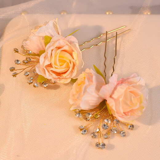 Mrs. Win (Mrs win) ancient style super fairy imitation pearl hairpin forest style silk flower hairpin versatile Han element U-shaped hairpin perm Hanfu pair of hairpins No. 3 silk flower hairpins