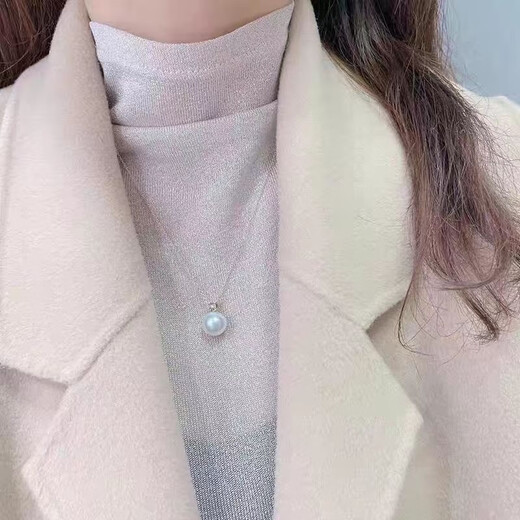 Shengbei 925 silver Princess Australian white pearl pendant for women with diamonds Princess Diana pearl clavicle chain pendant French light luxury fashion 12mm cold light Australian white temperament goddess