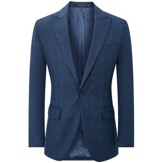 Angel Bird Suit Men's Australian Wool Autumn and Winter Business Plaid Wool Suit and Trousers Men's Slim Micro Velvet Mineral Blue and Green Plaid - Peaked Collar Slim Version 52 B(185/108) /Please note waist or trousers