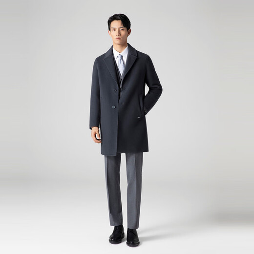 VICUTU men's coat business casual mid-length autumn coat dark blue 180/100B