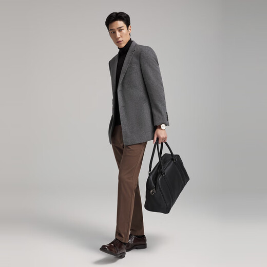 YOUNGOR Coat Men's Autumn and Winter Young Men's Coat Wool Cashmere Fabric Business Coat Gray VYSY017123DXY XL 180/100A