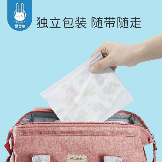 Elf Rabbit Baby Bite Bag, fruit and vegetable food supplement, fruit and vegetable pacifier, baby silicone teether, including 3 bite bags, 20 pieces of disposable bibs (thickened individually)