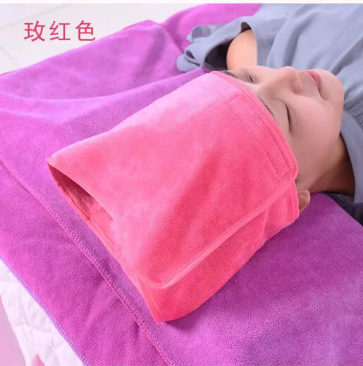 Beauty bag turban Velcro headband beauty salon towel absorbs water and does not shed hair skin management bag turban dry hair thickened grape purple (1 pack)