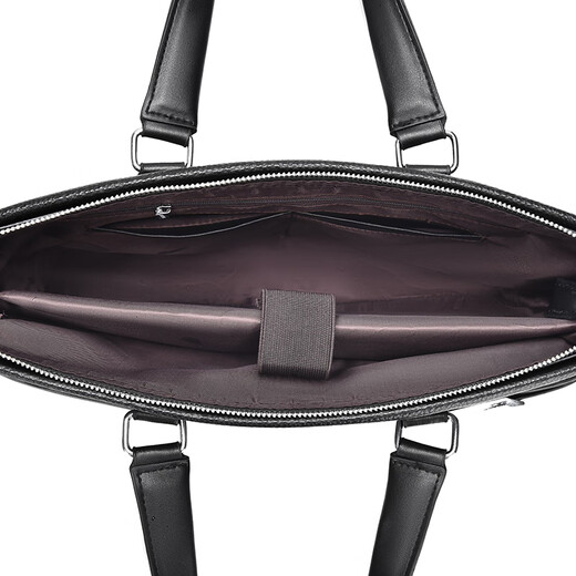 MOEPEQDAISHU Briefcase Men's Handbag Business Shoulder Messenger Bag Large Capacity Casual Commuting New Trendy Backpack Computer Bag Elegant Black + Genuine Leather Keychain 14 Inches