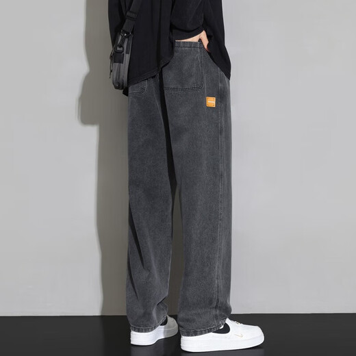 Foss Phil jeans men's autumn and winter new American retro wide-leg workwear youth loose straight long pants men HSNZ-G76 black XL (recommended 135-155Jin Jin equals 0.5 kg)