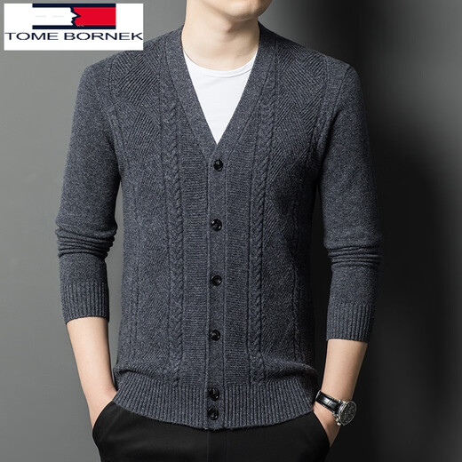 TOME BORNEK2024 New V-neck 100% Cardigan Sweater Men's Cardigan Jacket Casual Knitted Sweater Autumn and Winter Sweater Dad's Wear Yanyutuo 105