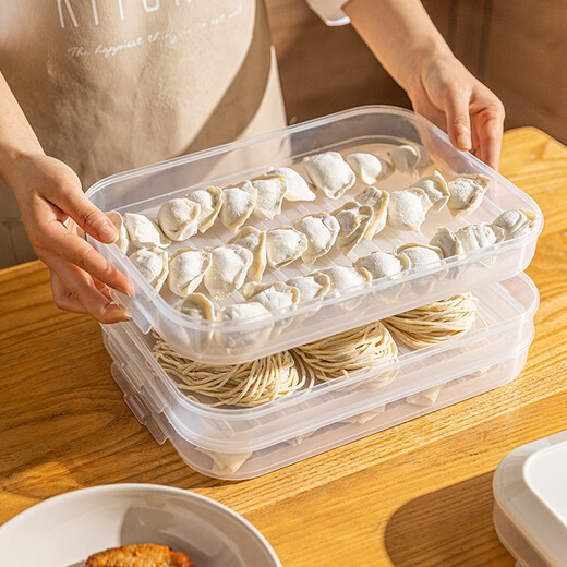 Modern Housewife Dumpling Storage Box Home Dumplings and Wonton Crisper Box Refrigerator Quick Freezer Box Food Grade Freezer Box Dumpling Box White - Can Hold 120 Dumplings 2 Layers Specifications See Figure 2 for details