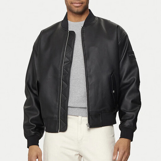 Calvin Klein Jeans CK Kevin Klein Men's Fashion Casual Loose Leather Jacket J30J325601 Black BEH XL