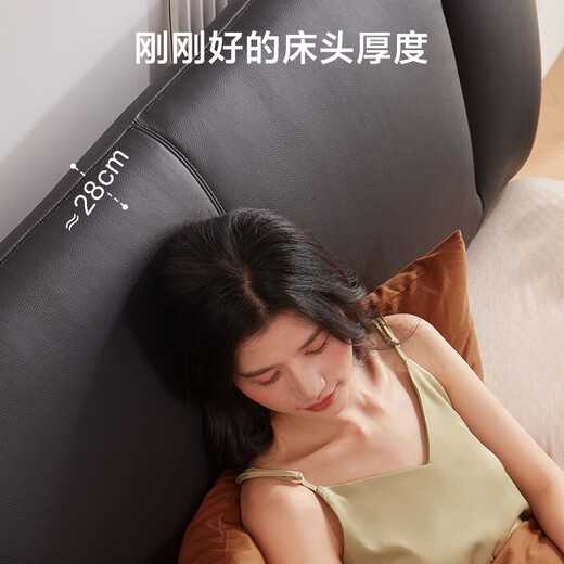 Jingjing Tokyo-made home bedside table, modern light luxury style leather art wrapped large capacity double drawer storage cabinet, bedroom storage cabinet, white