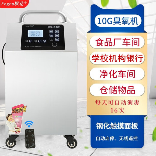 Fogha 10g 20g tempered touch panel remote control timing 304 material ozone disinfection machine ozone generator food factory school water sterilization 1510A-Y (CM) 20G