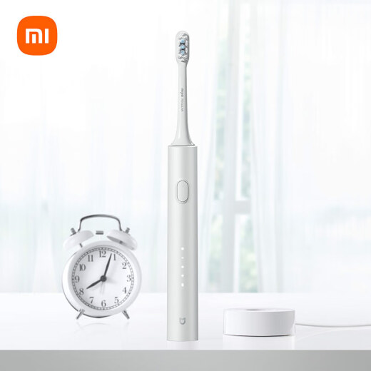 Mijia Xiaomi Electric Toothbrush T302 Sonic Vibration 4 Teeth Cleaning Modes Low Noise Gentle Vibration Dupont Soft Bristle Brush Head 150 Days Battery Life Silver Gray
