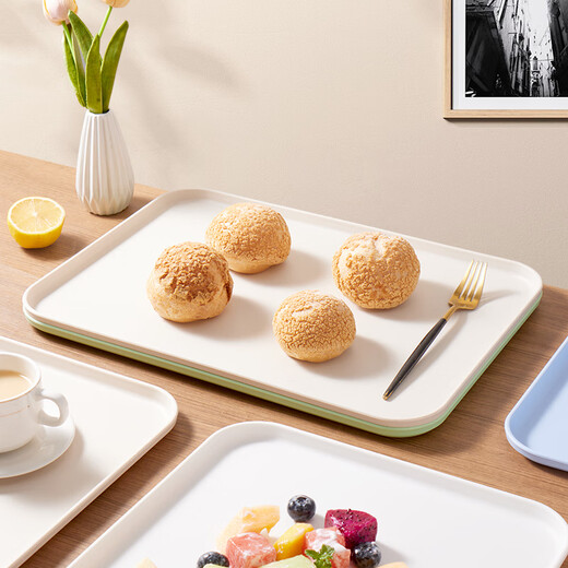 Baijie rectangular fruit tray tea tray household fruit tray breakfast tray storage tray living room snack tray off-white extra large