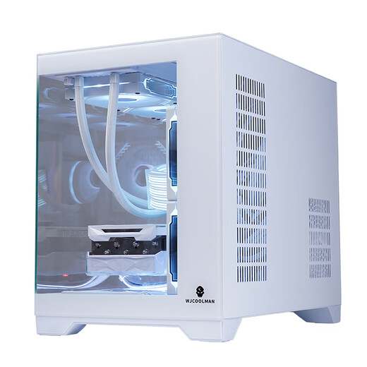 玩嘉 孤勇者无立柱matx主板电脑机箱360水冷海景房机箱纯白30/40系列超长显卡侧透主机箱 孤勇者白色升级版+6棱镜4pro风扇【ARGB