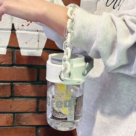 Gongshengyao water cup for girls, high-looking portable coffee straw cup, summer new style, student cute cup with tea separator, green 650ml (tea leakage type)