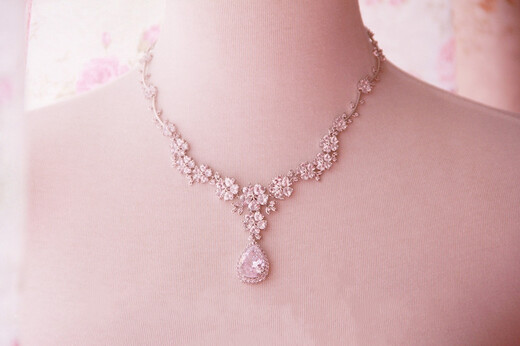 Bridal Wedding Dress Evening Dress Accessories Luxurious Dinner Synthetic Zircon Necklace Earrings Pendant Set Gift Necklace + Ear Clip Set