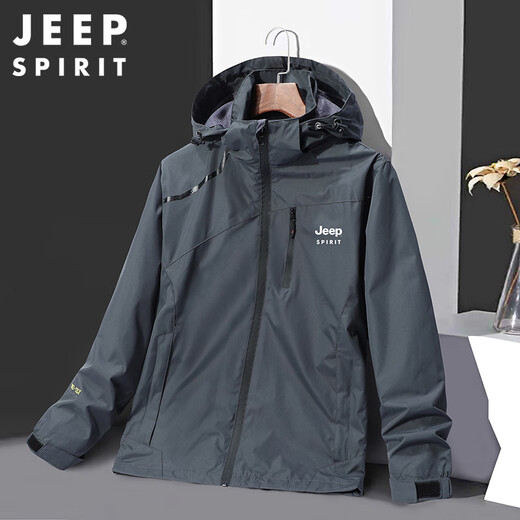 JEEP SPIRIT Jeep Jacket Men's Autumn and Winter Trendy Jacket Men's Hooded Charge Casual Top 1899 Black XL