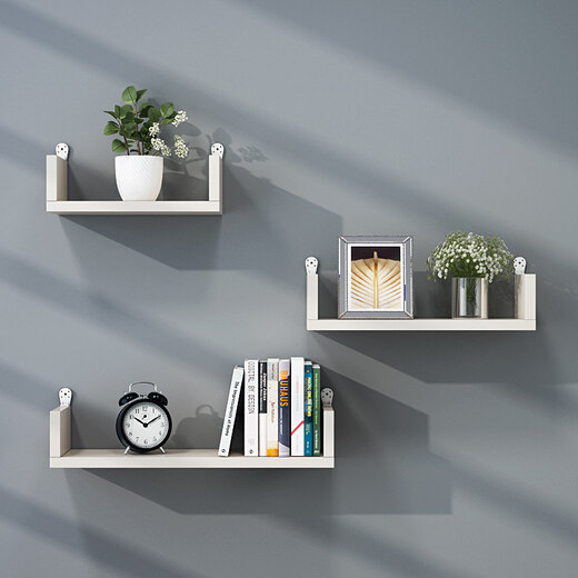 Shuaili punch-free wall shelf wall rack guest restaurant wall hanging bookshelf partition three-piece set white SL8214Z