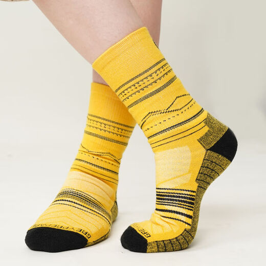 Gray Shell Outdoor Long Wool Socks Merino Wool Men's Anti-odor Shock Absorbing Anti-Slip Wear-Resistant Hiking Socks Black Gray - Thickened - Long L (Suitable for Sizes 42~45)