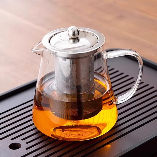 Eight Thousand Lines Teapot, tea water separation, glass tea set, small teapot, elegant cup for one person, household high borosilicate heat-resistant teapot