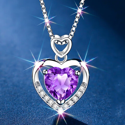 Stephen Chinese Valentine's Day gift platinum necklace for women Platinum necklace Ocean Heart for girlfriend light luxury style Ag Engraved SF Express next day delivery light luxury style double heart ocean Ag