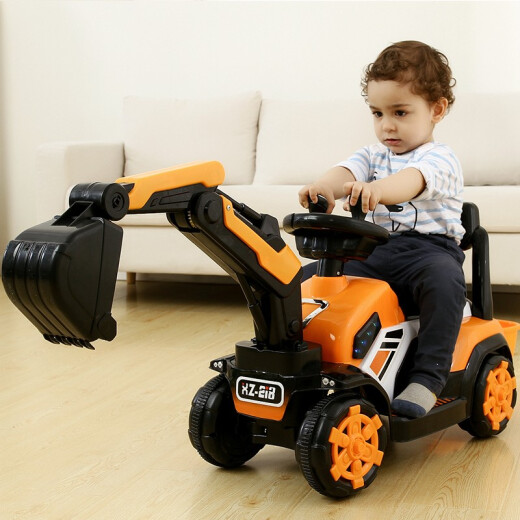 BEIJUE children's electric excavator can sit and ride on excavator remote control engineering vehicle toy boy 2-3-6 years old gift all-electric [large battery + electric digging arm + music light]
