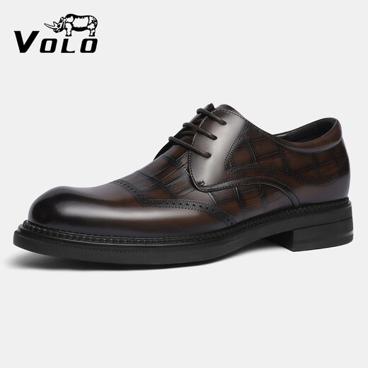 Zapatos de cuero de negocios Volo Rhino zapatos de estilo británico Derby Zapatos casuales para hombres Anti-Slip y Wear Resistant 41