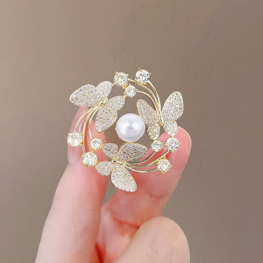 VISIT sense niche butterfly brooch niche versatile temperament anti-exposure suit birthday gift vip240#