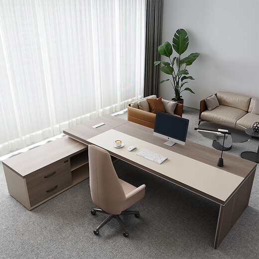 Shuxuan (SHUXUAN) boss desk office desk simple modern executive desk president desk manager desk office furniture office desk and chair combination 1.8 meters boss desk + side cabinet
