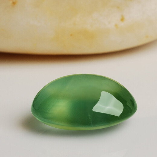 Ice prehnite ring surface, bare stone egg surface, jade rough stone, gemstone, colored treasure can be inlaid with ring, picture color