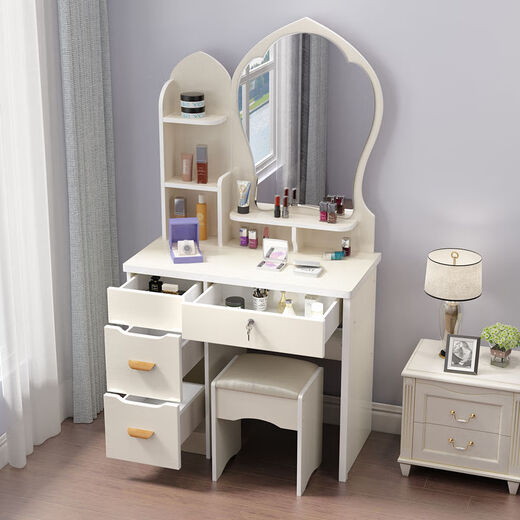 Naiyu internet celebrity dressing table bedroom mini small apartment princess modern simple dressing table economical multi-functional dressing table 60 cm white love mirror + free stool