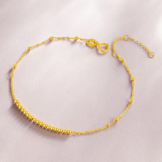 Saturday Fortune (ZLF) 18K gold bracelet for women, small gold bead bracelet, holiday gift for girlfriend, T K red bracelet - 16+3cm