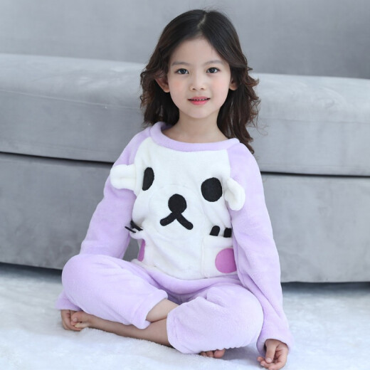 Brand children's clothing for boys and girls, children's pajamas 2021 autumn and winter new style boys and girls home clothes coral velvet two-piece set children's clothes flannel suit boy baby girl baby bear (rose pink) size 130 recommended height of about 115-125 cm