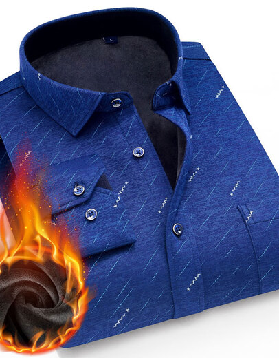 
Nobel Paul (NOBOLPAUL) warm shirt men's long-sleeved plus velvet thickened traceless elastic business and casual middle-aged and young professional work clothes white shirt WH9903 blue gray 43