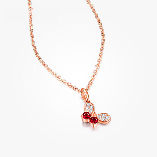 Fantimo butterfly 18k rose gold diamond necklace for women, set of ruby ​​light luxury designer model, butterfly necklace for women, ruby ​​