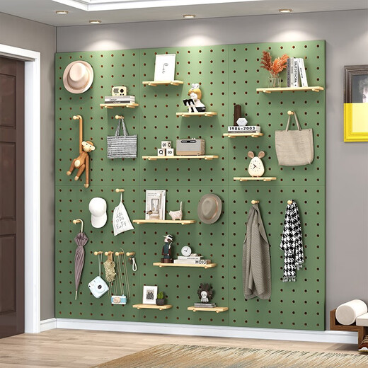 Musong perforated board storage rack, custom punch-free accessories, wooden wall storage rack, entrance wall decoration display rack, 5 matchsticks, price calculated based on square meter