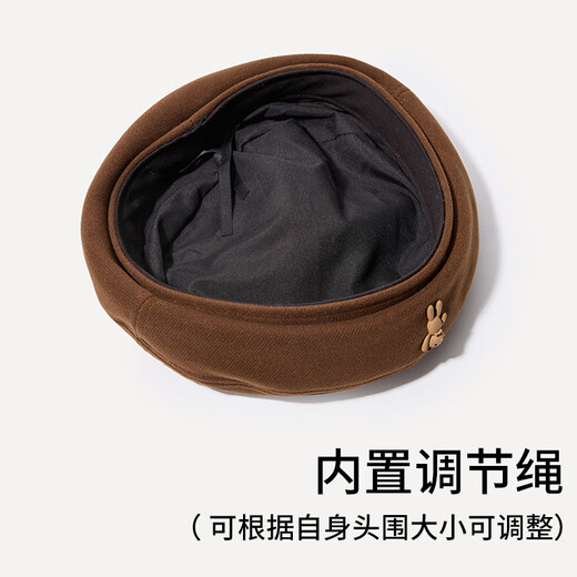 XUEXIMAN (XUEXIMAN) Japanese retro cartoon bear brown woolen beret for women with fashionable temperament painter hat for women